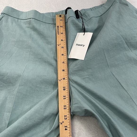 NEW Theory Linen Blend Sky Blue Treeca Pull On Pants Women's 16 Eco Crunch Wash - Picture 7 of 16